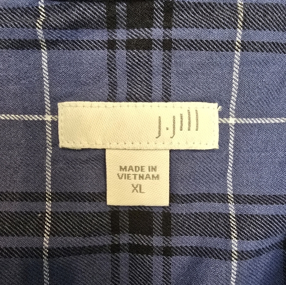 J. Jill Womens Medium Size Xl Blue & Black Plaid Button Up Shirt 100 % Cotton - Picture 2 of 10